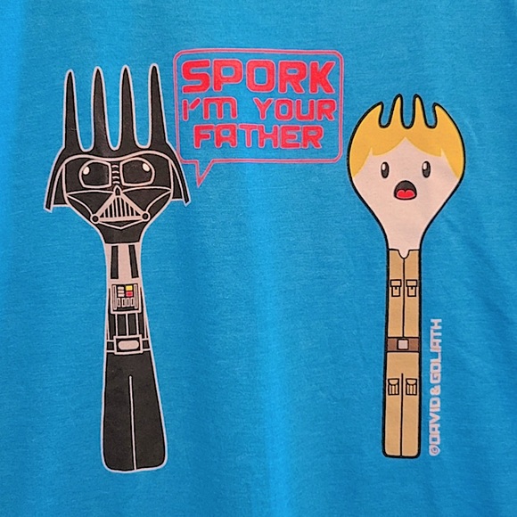 David & Goliath Blue “Spork I’m Your Father” T-Shirt, Men’s Size Small. - Picture 4 of 7